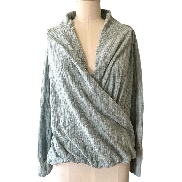 ❤️ Anthropologie x Maeve ‘Rafela Hacci’ Faux Wrap Sweater in Mint - Picture 4 of 11
